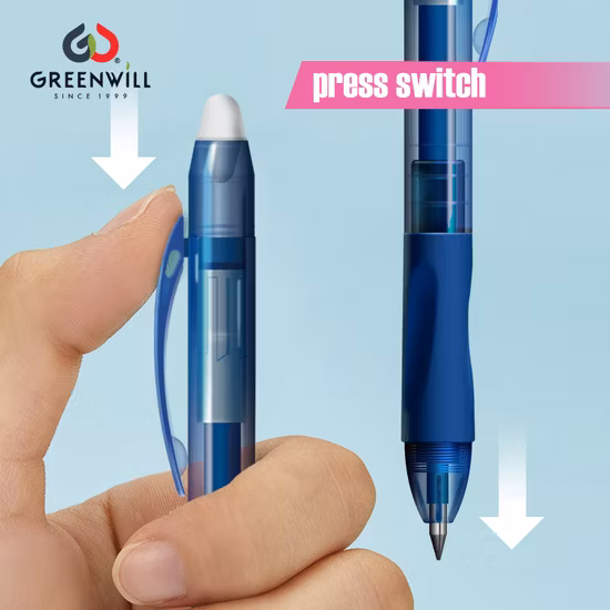 Greenwill einziehbarer, löschbarer Gelstift, Cartoon-Muster, Druckschalter-Stift (KP202101)